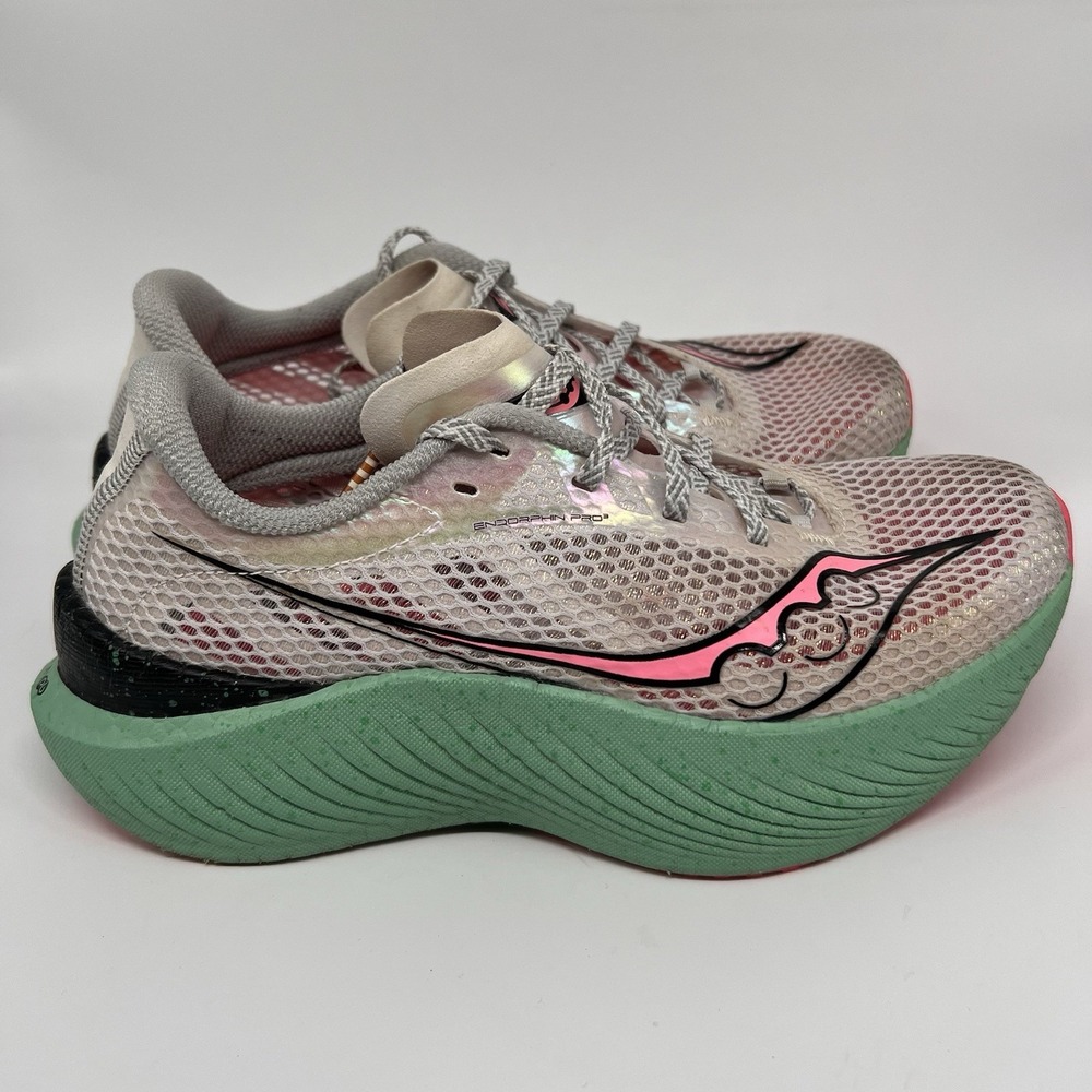 Saucony Women's Endorphin Pro 3 Running Shoes Fog ViziPink 6.5 Marathon Racing - Picture 3 of 10
